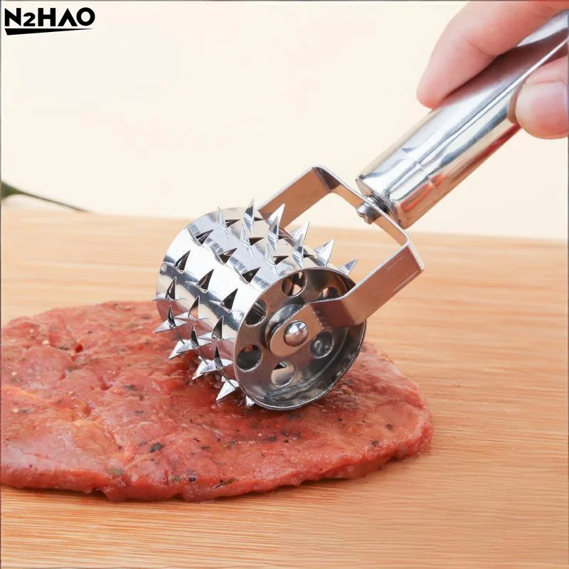 Stainless Steel Steak Meat Tenderizer Hammer Loose Meat Needle Punching Kitchen Tendon Breaker Meat Inserting Needle Roller