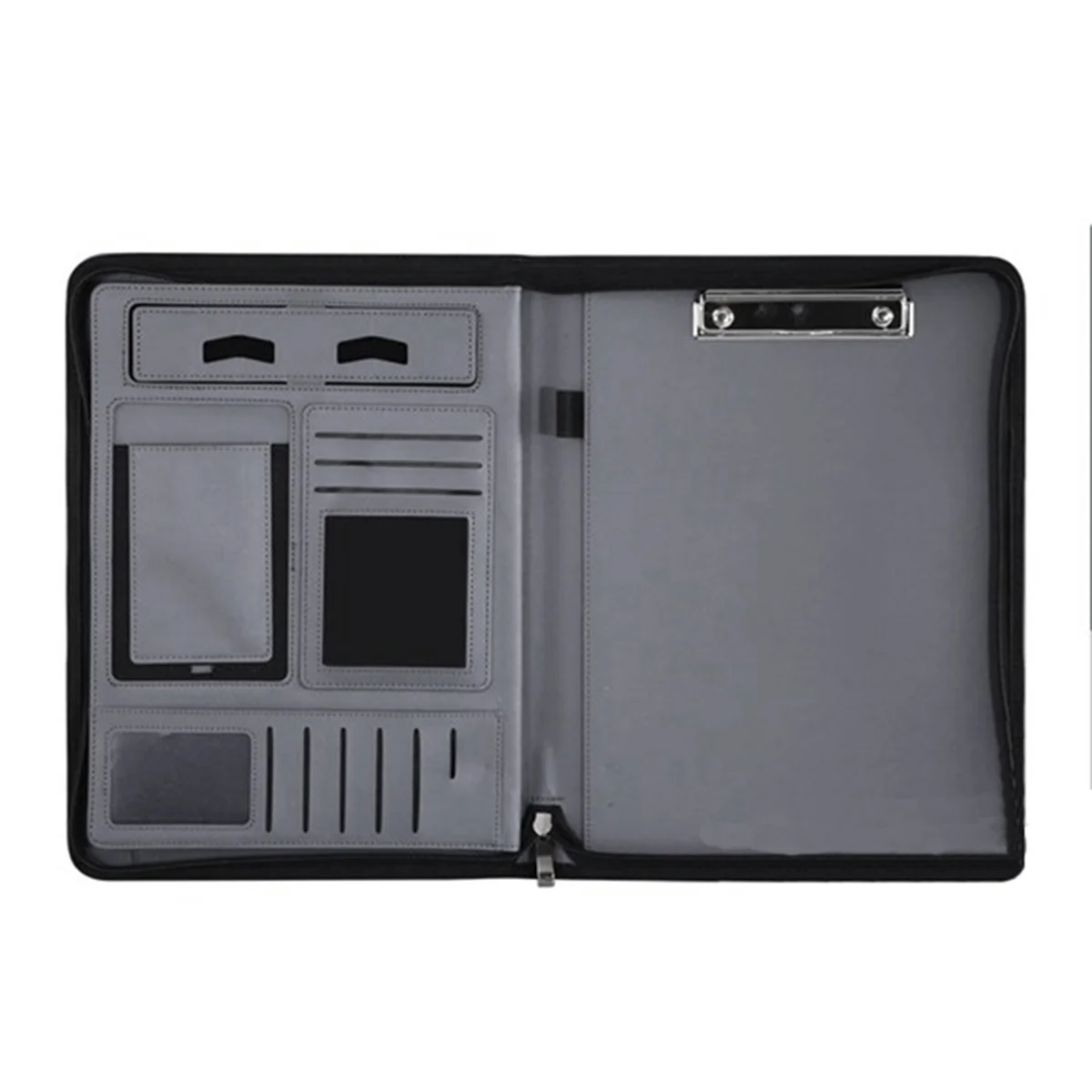 AA98 Portable Business Padfolio Portfolio Case Contract File Folder A4 Conference Folder PU Leather Portfolio Folder
