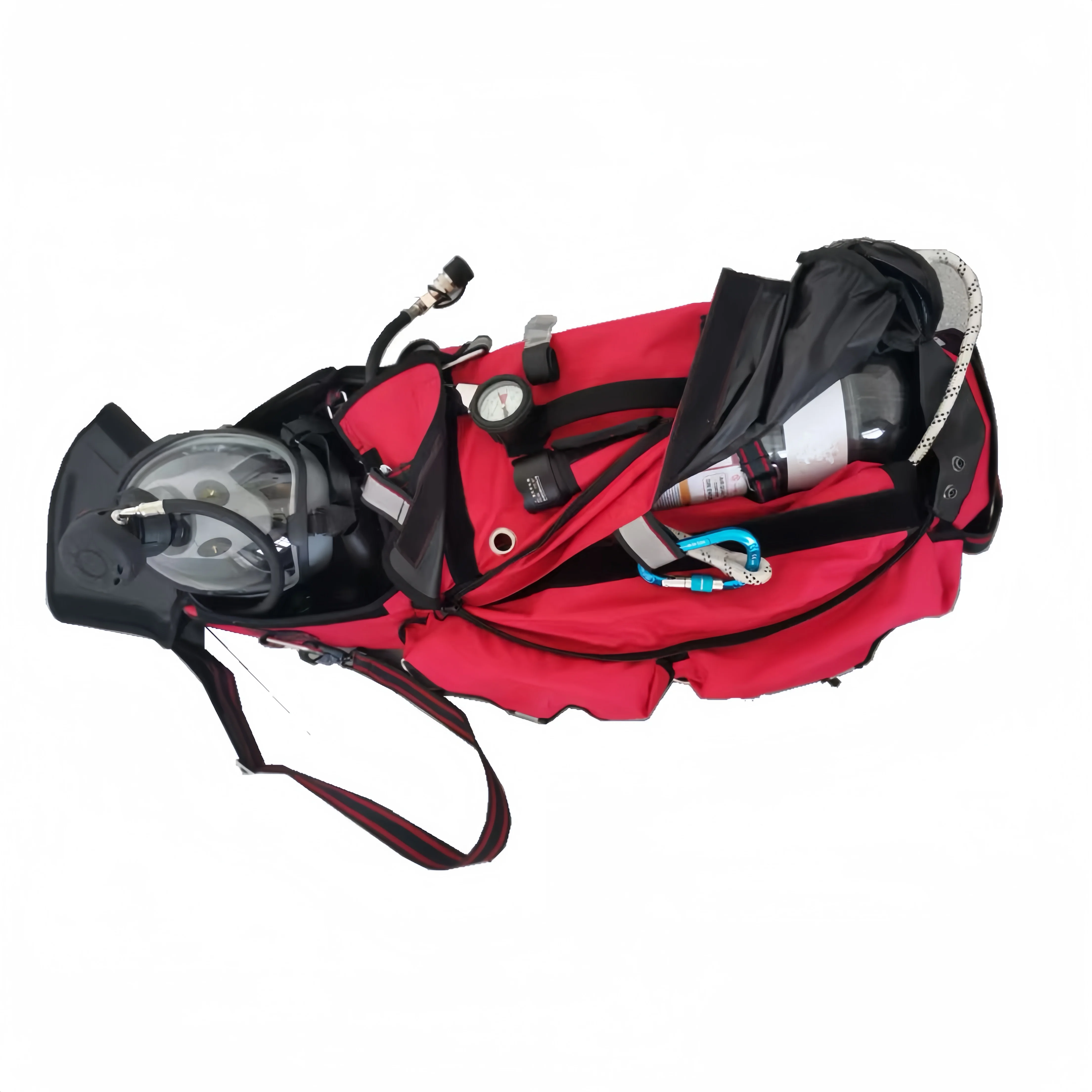 Large capacity red fire resistant multi-functional emergency gas supply bag for firemen