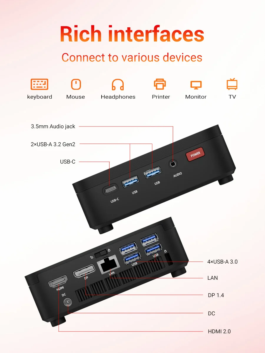 Firebat R3 Mini Pc Amd Ryzen 3 4300U Lpddr4 16Gb Ram M.2 Sata 512Gb Rom Wifi6 Bt5.2 1000m Lan Windows11 Desktop Computer