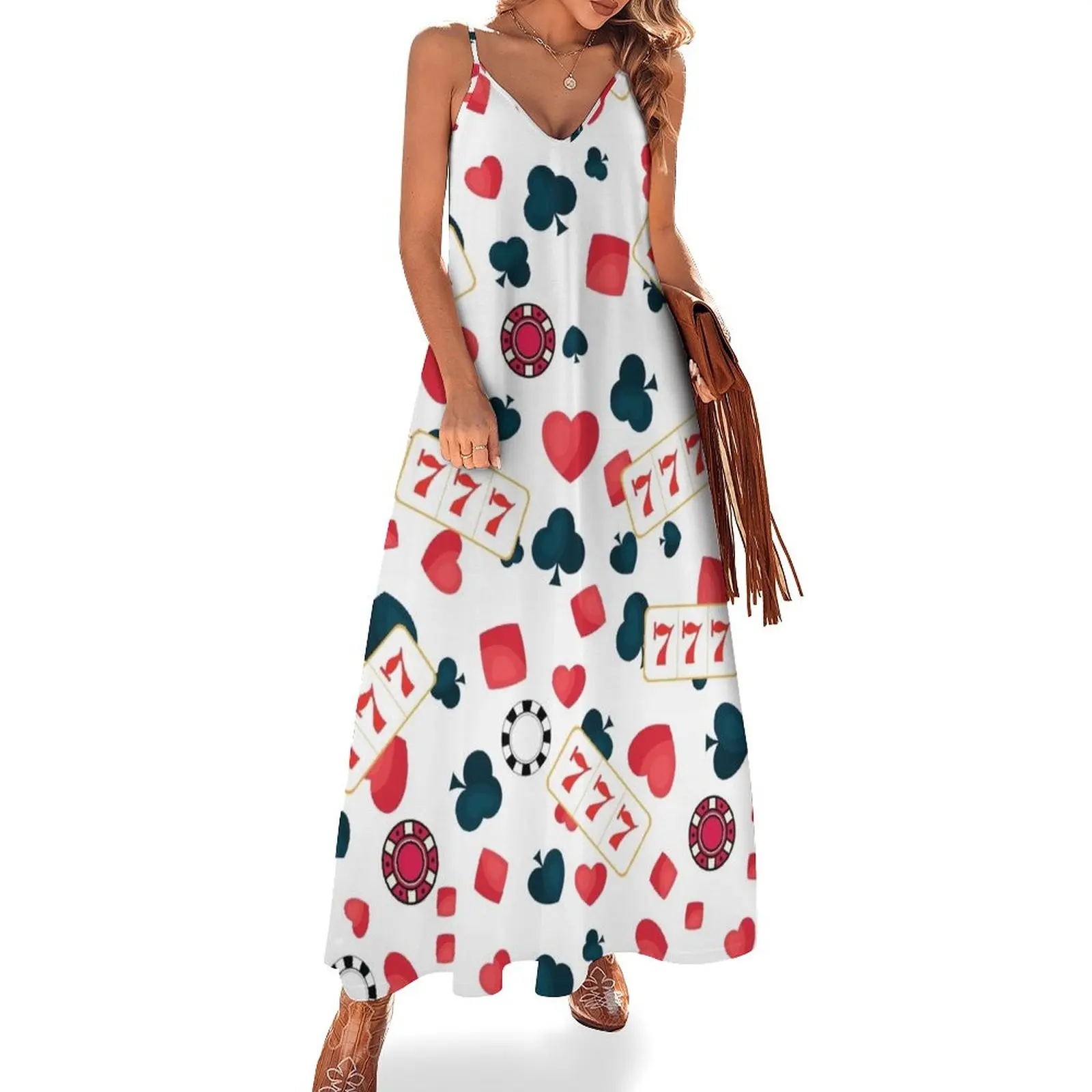 Casino Gambler Poker Slot Machine Pattern Sleeveless Dress dress women summer 2023 ladies dresses for special occasion