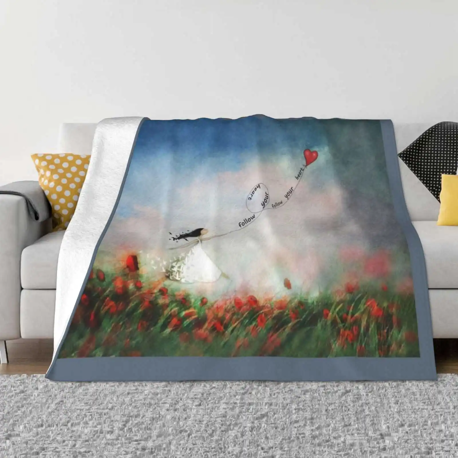 Follow Your Heart Four Seasons Comfortable Warm Soft Throw Blanket Carefree Girl Theartoflove