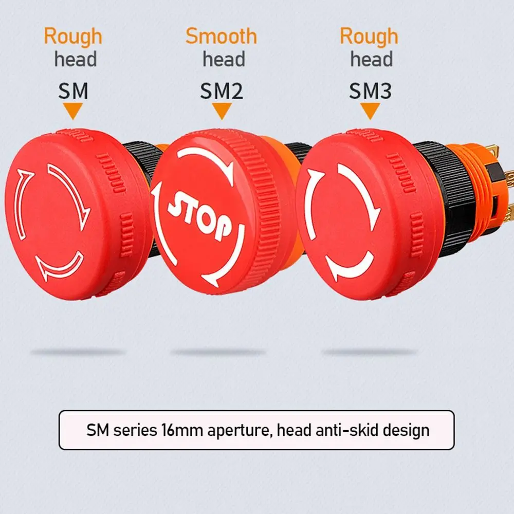 1Pcs 16mm Emergency Stop Push Button Switch Plastic 6Amp Current Mushroom Stop Button 1NO1NC IP65 Waterproof