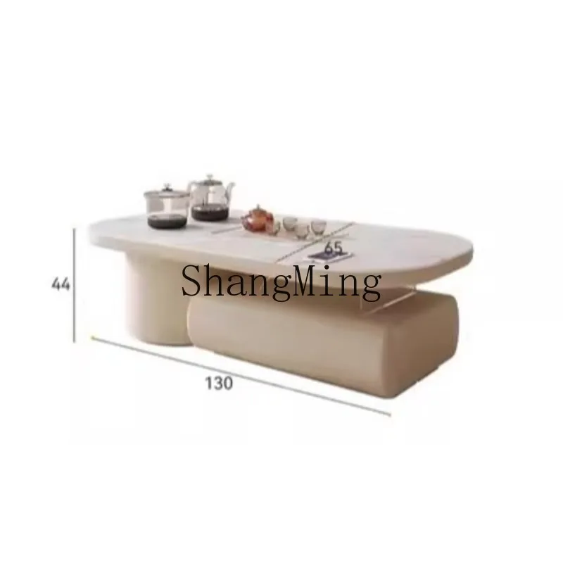 

ZHB cream wind kung fu rock slab coffee table tea table integrated living room home telescopic modern multi-functional