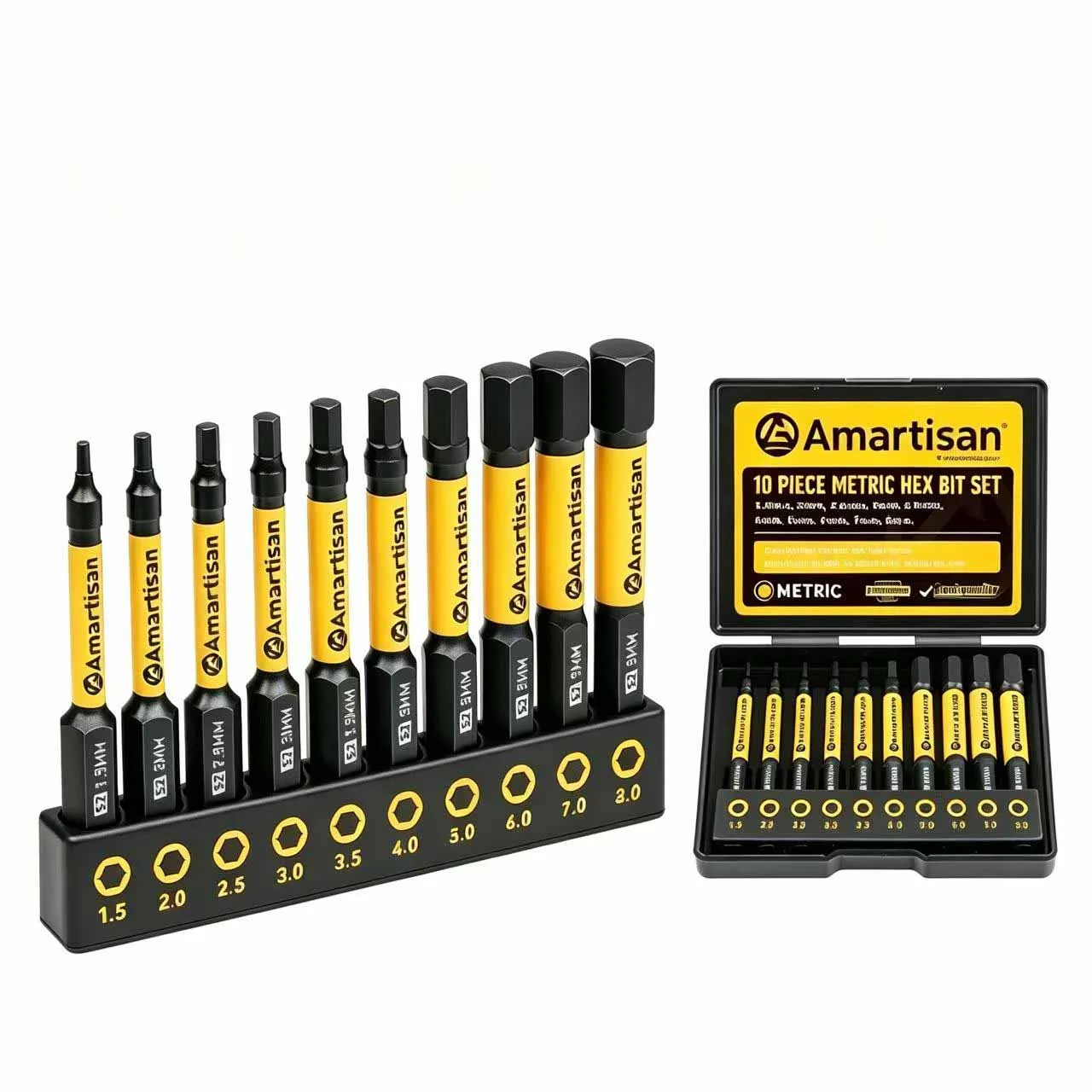 10pcs Magnetic Hexagonal Screwdriver Bits Set With S2 Alloy Steel And Black Storage Box