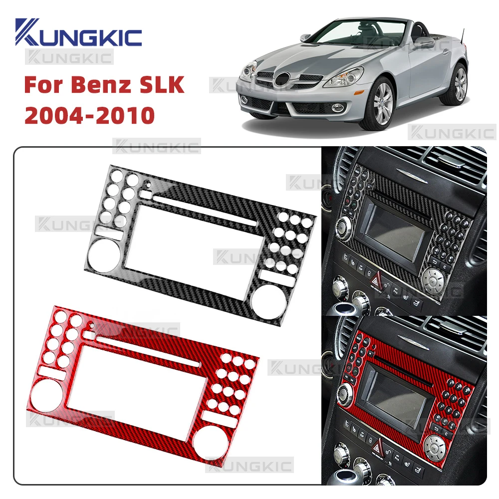 

Central Control Button Panel Trim Sticker For Mercedes Benz SLK R171 2004 2005 2006 2007 2008 2009 2010 Real Soft Carbon Fiber