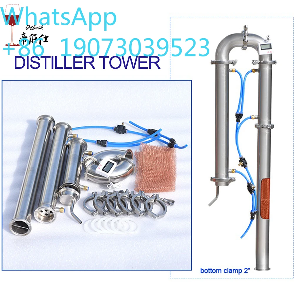 Tube distillation tower 1.5'' 2'' Distilling Column with Bottom Clamp Moonshine distiller brewing equipment with copper mesh