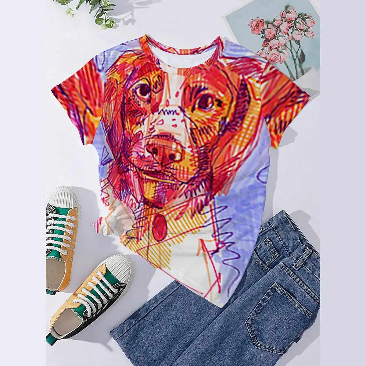 

Seeyoushy Dog Head Print 3D Printed Top Trend Fashion Women's T-shirt Y2K Style Women's Streetwear Casual Top Polera Mujer