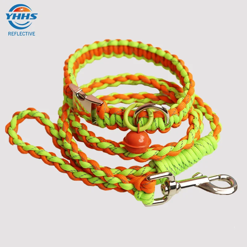 

120cm Reflective Pet Leash Durable Double Color High Visibility Dog Collar Safety Reflective Design for Night Walking