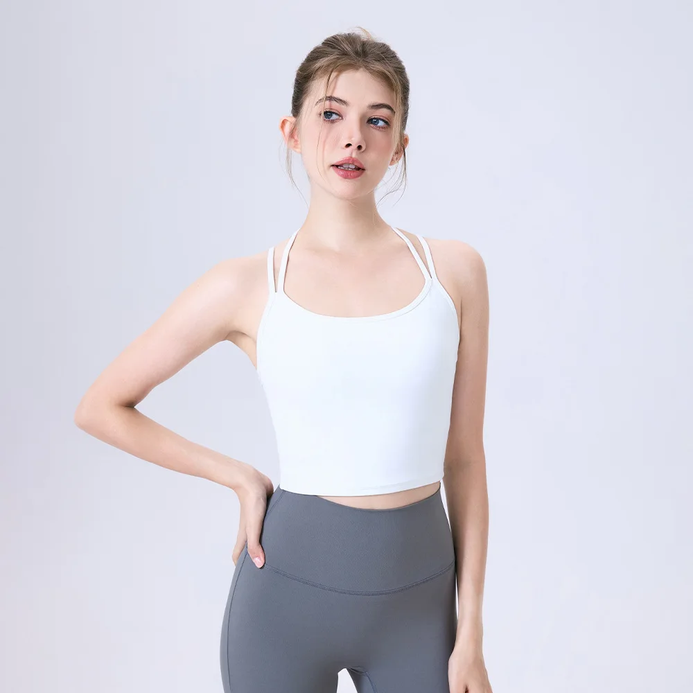 Roupa interior esportiva de secagem rápida feminina nua gota de água beleza volta à prova de choque exterior wear correndo sutiã fitness tank top