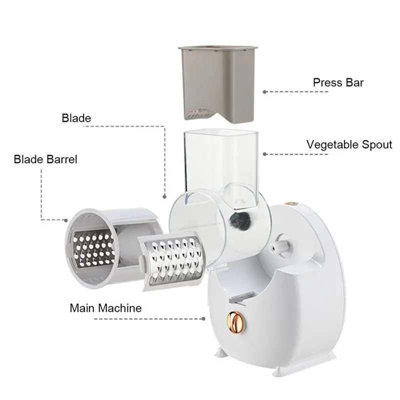 

Rotary Cordless Electric Cheese Grater Shredder Type-C Charging One-Touch Control Automatic Slicer