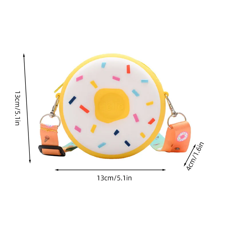 Niedliche Donut-Mädchen-Umhängetaschen, Silikon, Mini-Snack, Kinder, Reisen, Messenger-Taschen, Reißverschluss, einzelne Umhängetaschen für Kinder