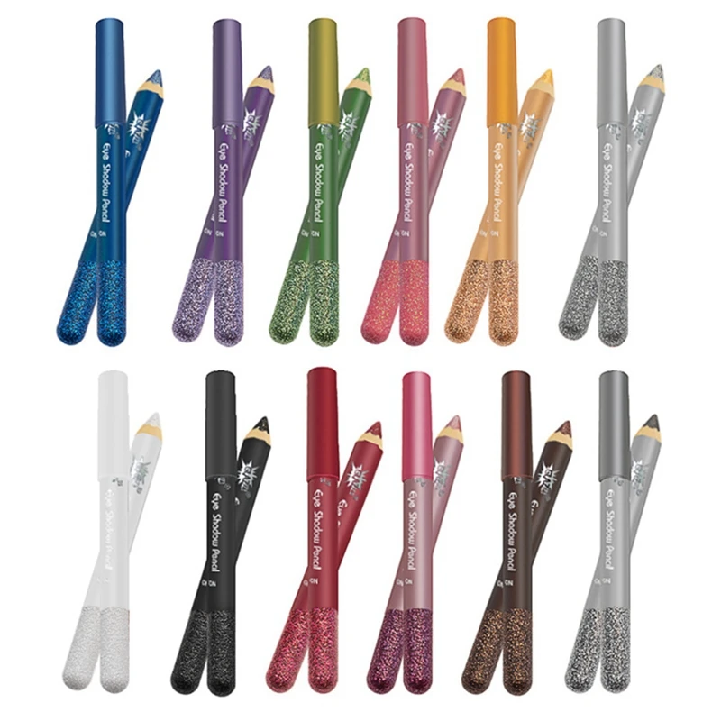 GLAZZI 1Set 12 colori Lasting Glitter Shimmer Eye Shadow Pen Eyeliner Waterproof