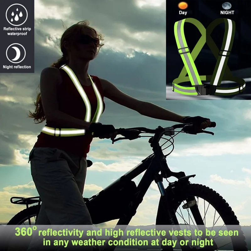 Highlight Reflective Straps Adjustable Safety Vest  Night Work Running Riding Clothing Vest Elastic Band Safety Jacket