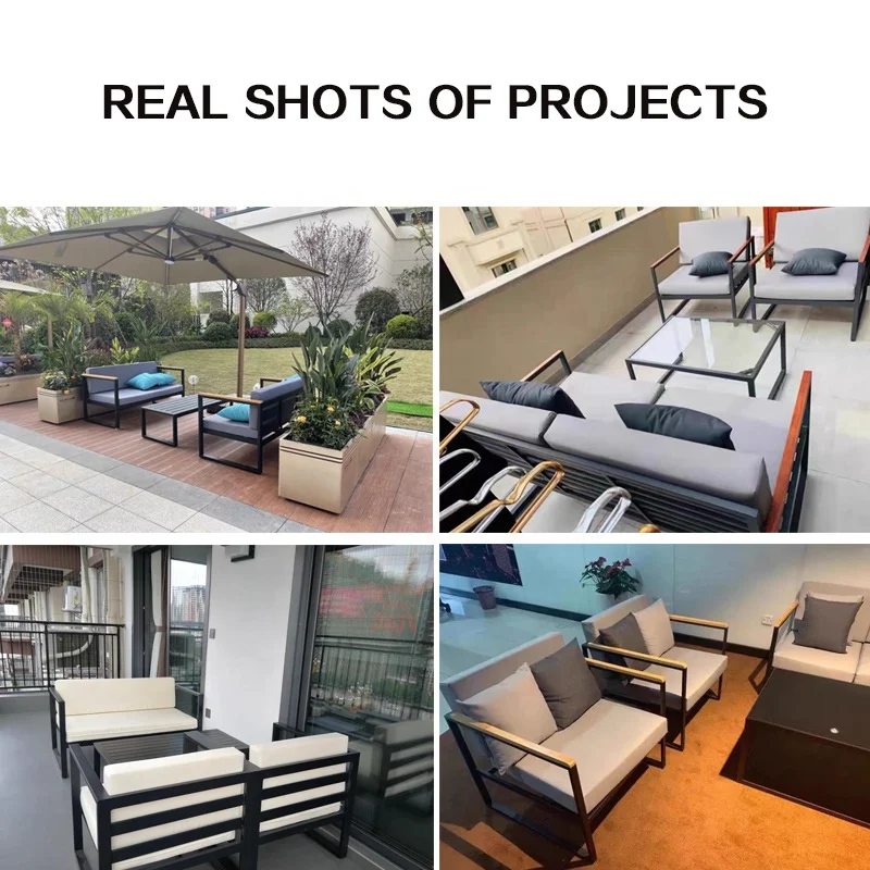 Venda por atacado de móveis para resort de hotel, assento modular de alumínio ao ar livre, sofás seccionais de lazer para jardim