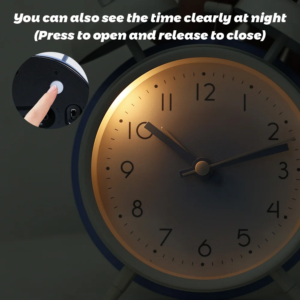 Ins Style Metal Alarm Clock Battery Powered (AA) Cute Decorative Clock for Home Office