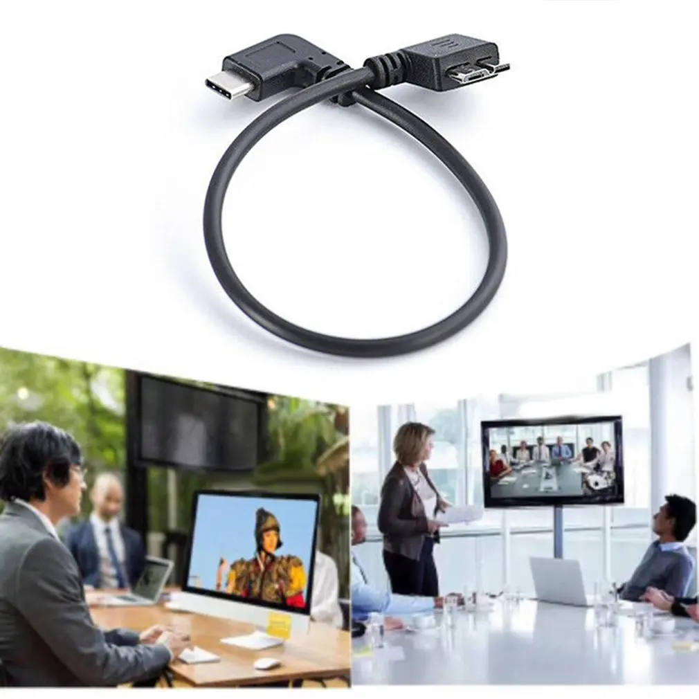 2024 New Type-C To USB 3.0 Micro B Cable Angle USB 3.1 Data Cables 90 Degrees Transfer Files Sync Data Connectors