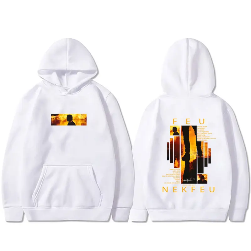 French Rapper Nekfeu Feu Graphic Hoodie Men Women Hip Hop Fashion Pop Music Pullover Man Casual Vintage Fleece Hooded Sweatshirt