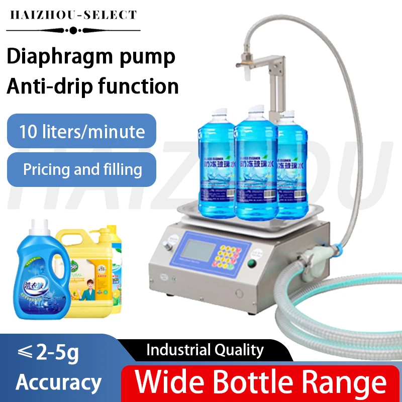 

CNC Diaphragm Pump Liquid Filling Machine 10L/min High Accuracy Weight-Based Auto Filler for Detergent Soap & Glass Cleaner