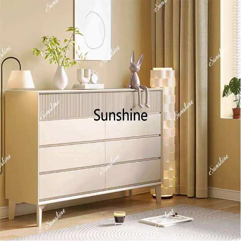 

Cream wind six drawers, bedroom storage drawers, simple and modern