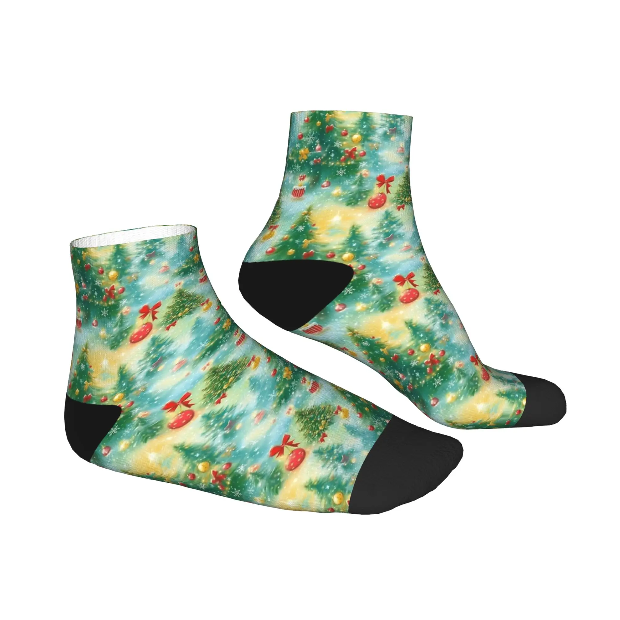 Calcetines de hombre Vintage Árboles de Navidad Calcetines tobilleros de calidad de moda Patrón de verano Calcetines antideslizantes para correr