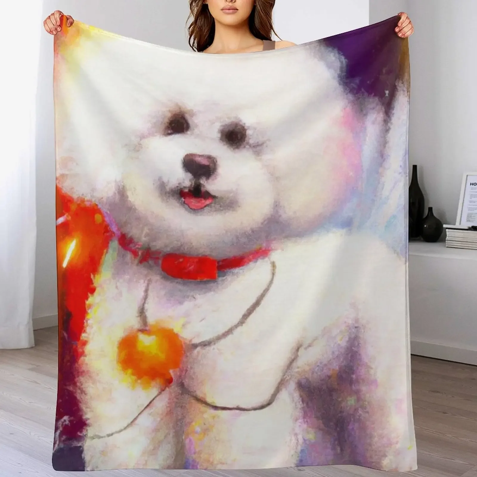 

Cute Bichon Frisé Drawing Throw Blanket Blankets For Baby Flannel Luxury Brand Beach Blankets