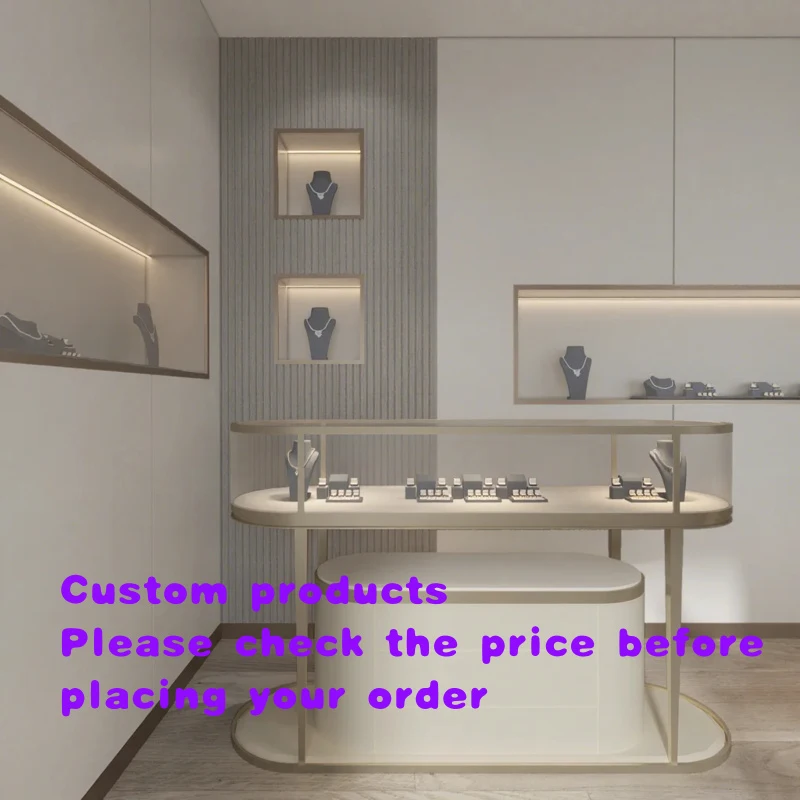 custom.SUNDO High Quality Modern Luxury Jewelry Display Cabinet LED Lighting Stainless Steel Tempered Glass/Custom Color Cu