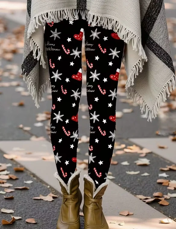 

Осень-зима, рождественские леггинсы, женские модные леггинсы, эластичные тонкие колготки, сексуальные штаны для йоги, модные крутые брюки для тренировок