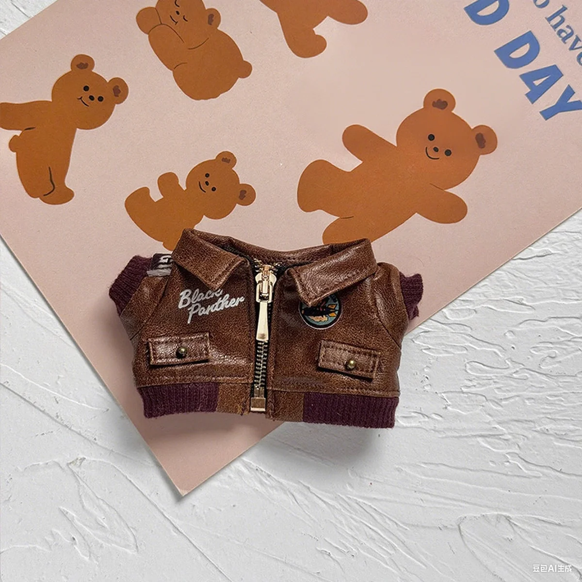 【Clothes Only】Doll Clothes Trendy Outfit Accessories for labubu Brown Retro Flying Jacket Fashion Clothes Set Gift