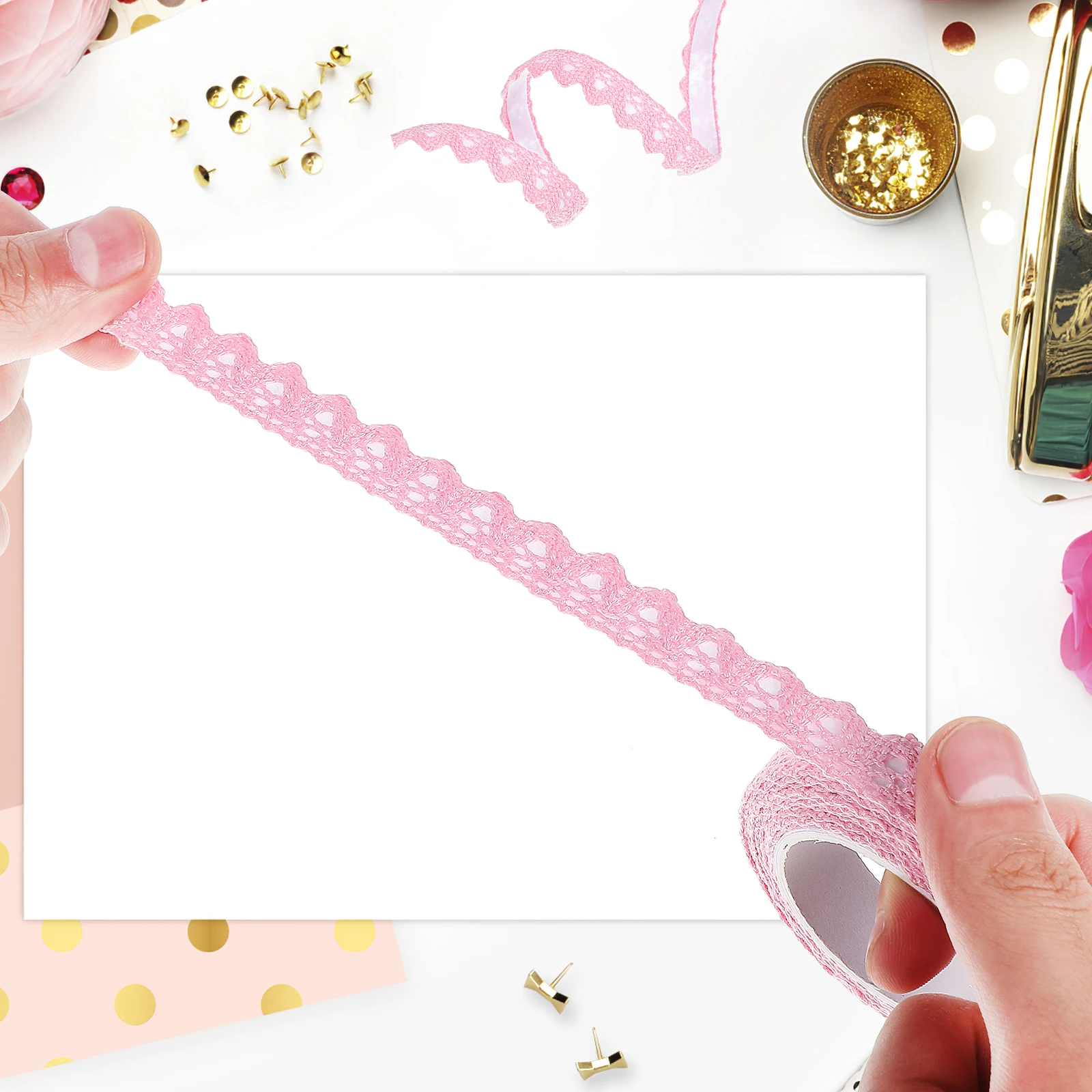 

3 Rolls Self-Adhesive Lace Tape Crochet Sticky Tapes For Gift Wrapping Decorations Crafts Wedding Party Supplies Lace Tape Roll