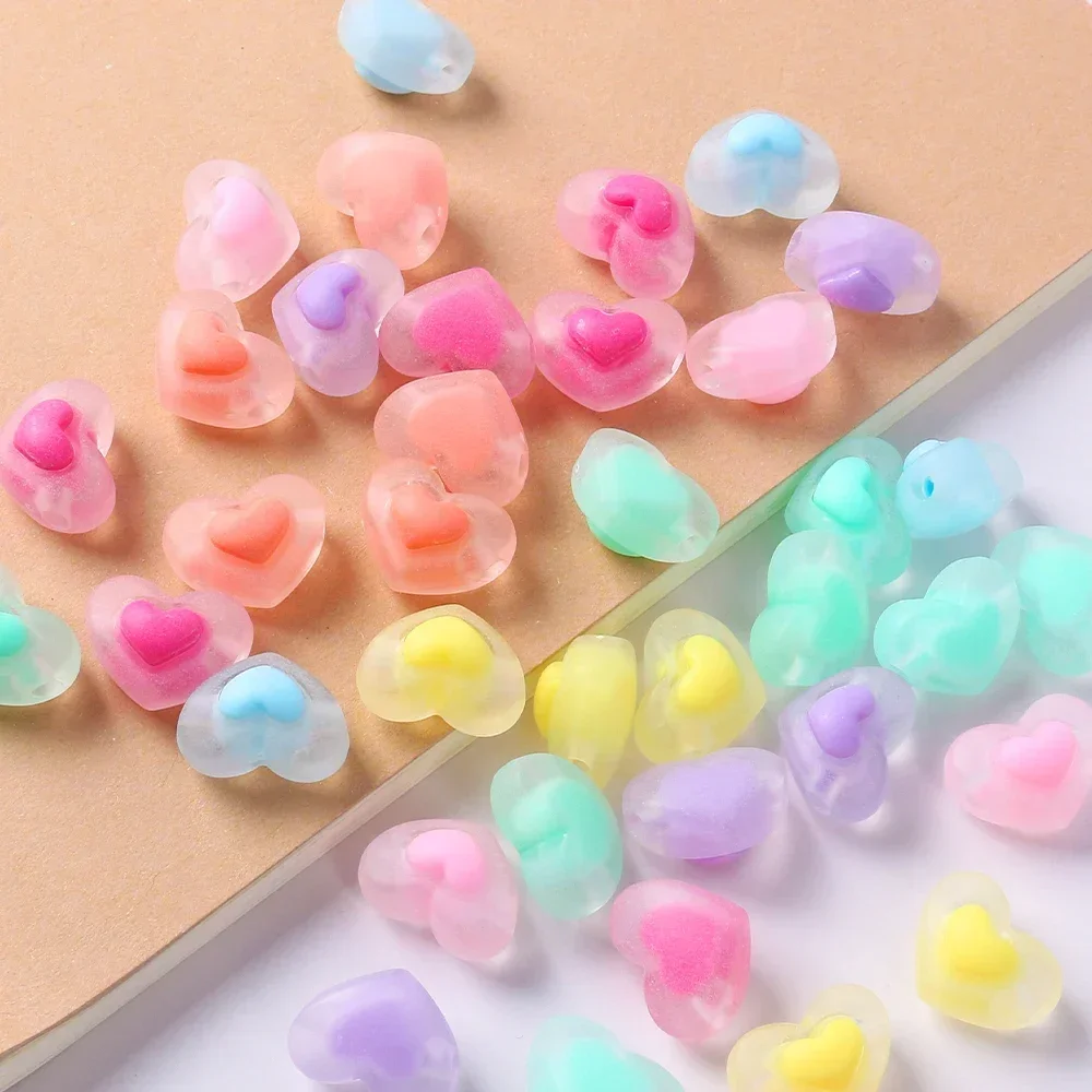 13X17mm 20pcs Acrylic Clear Matte  Pumpkin Peach Heart Beads DIY Pendant Neckalce Bracelet For Jewelry Making Materials