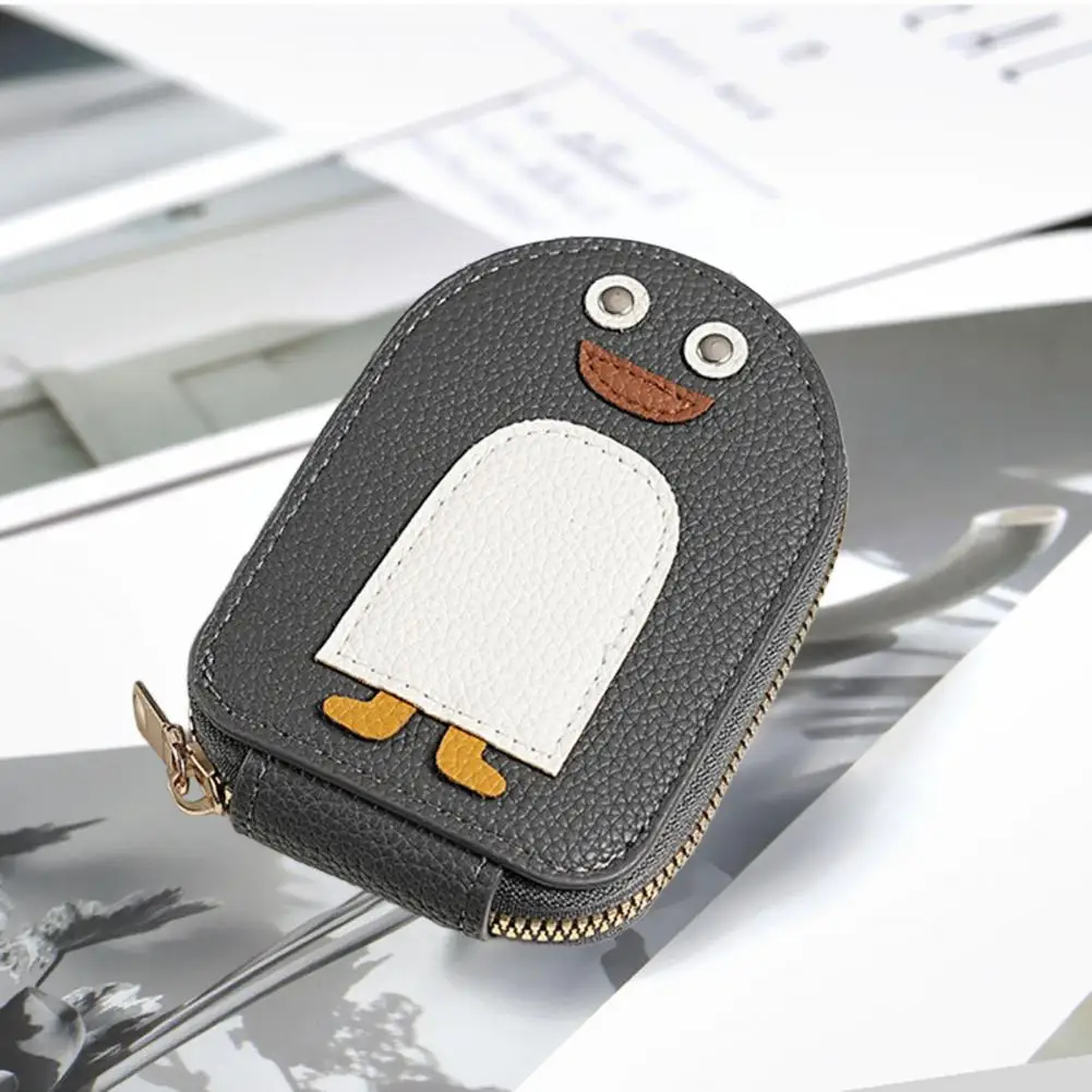 Metal Zipper Card Holder Penguin Design Credit Card Holder with Zipper Closure 11 Slots Wear Resistant Waterproof for Cards