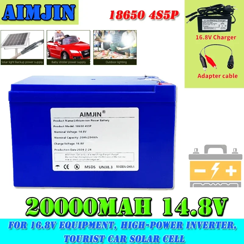 

4S5P 20Ah 14.8V 20000mAh Lithium-ion Battery, Suitable for 16.8V Equipment, High-power Inverter, Tourist Car Solar Cell