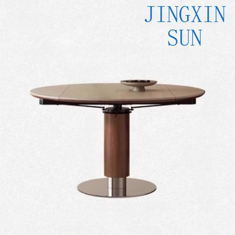 Modern Luxury Rock plate dining table and chair combination rotating round Extendable dining table Kitchen Home Furniture