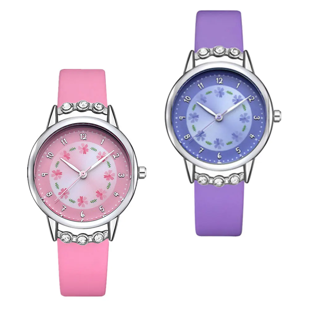 2pcs Kids Quartz Watch Waterproof Children Wrist Watch For Girls Cartoon Student Timepiece Adjustable Strap Watches For Kids