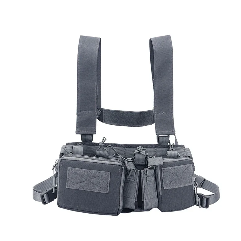 Nylon MOLLE Tactical Chest Vest with Mag Carrier Waist Strap Outdoor CS Airsoft Wargame Hunting Gear