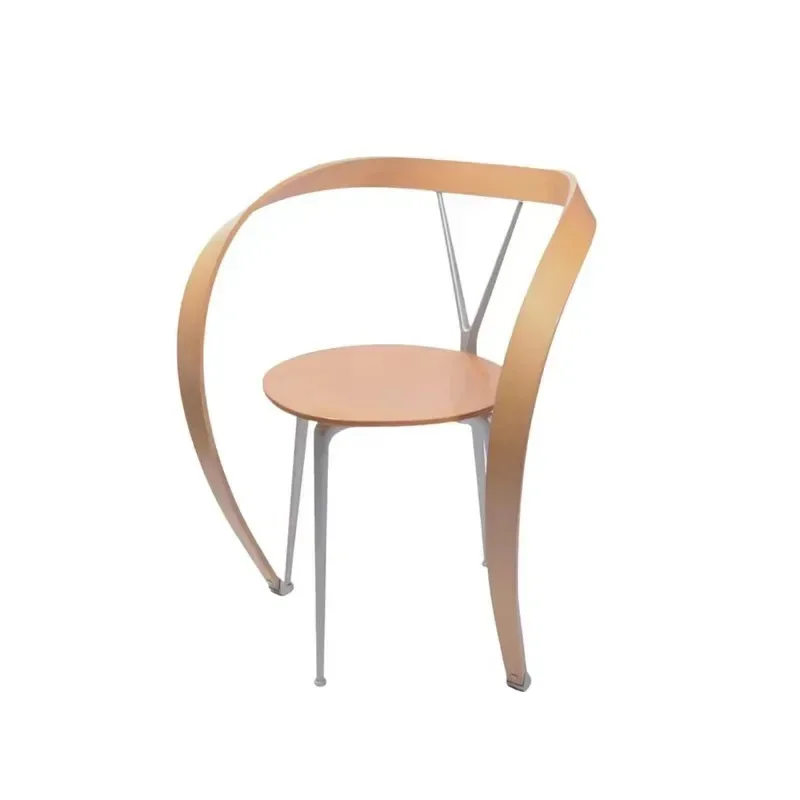 Italian minimalist designer medieval metal wood color guest restaurant single casual streamer chair