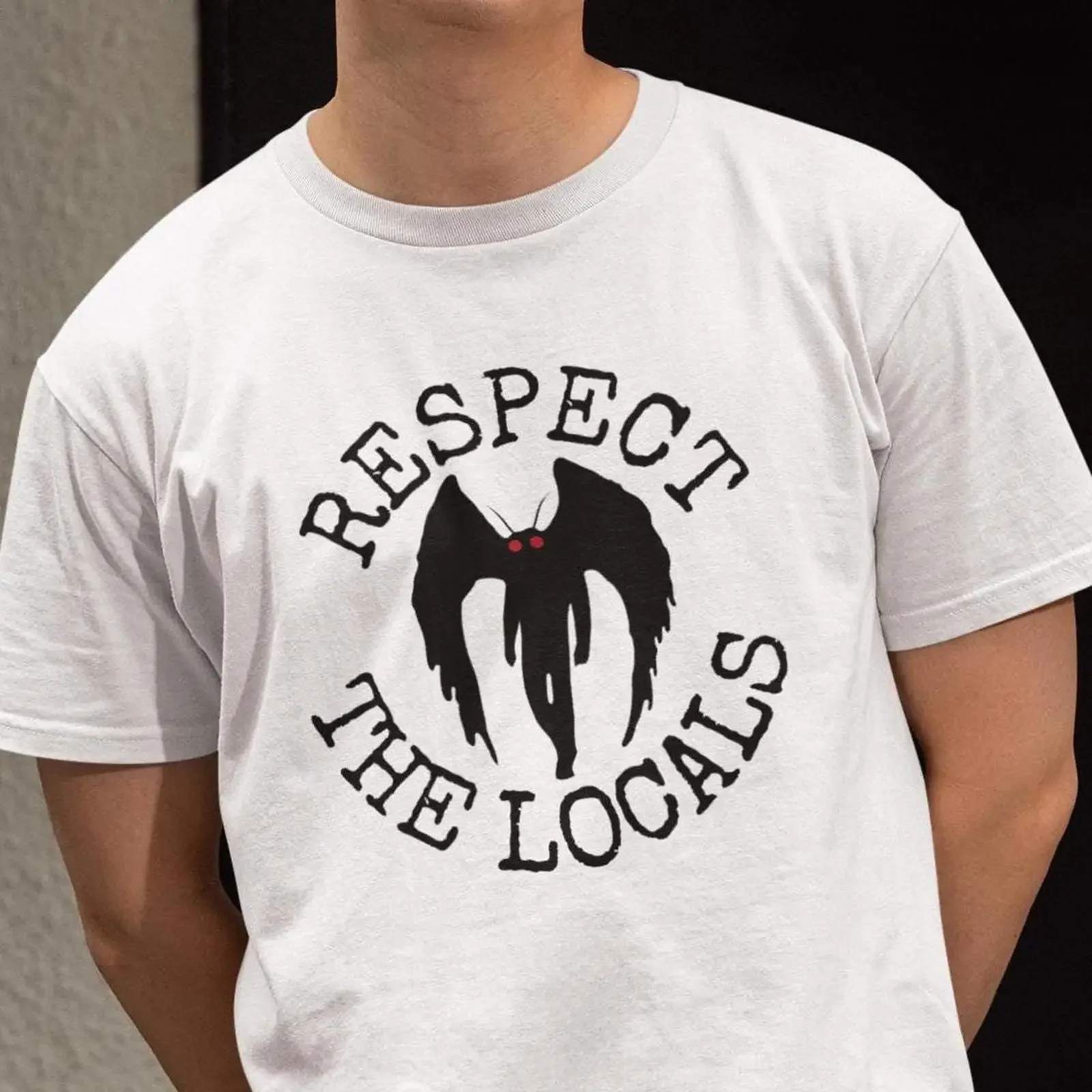 Mothman T Shirt Respect The Locals Cryptid vintage Washed Unisex Stylish Slightly graphic homme Breathable