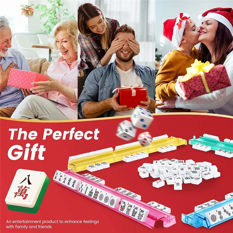 A13E-Home Mahjong-Ständer Mahjong-Ständer mit Schubstange, perfekt für Familientreffen, Game Night oder Partys.