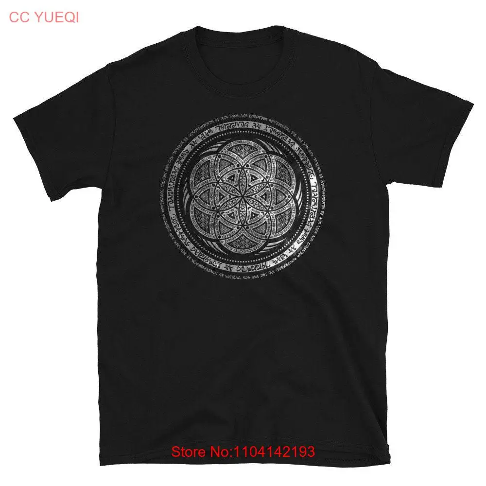 Seed Of Life Sacred Geometry Spiritual Unique Intricate Psychedelic Wearable Art Alien Text Ancient Wisdom T shirt