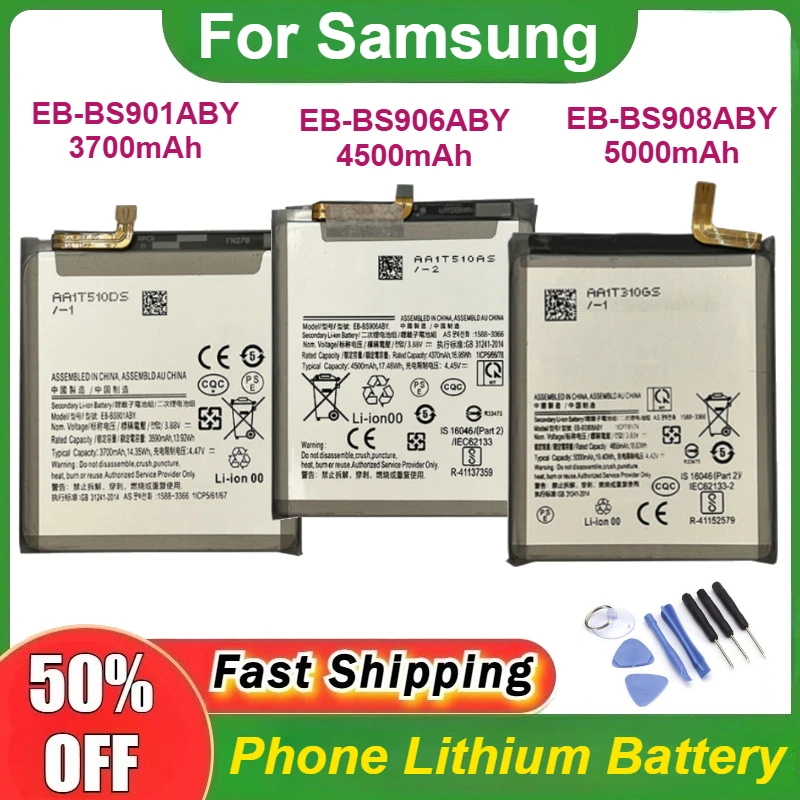 

3700 мАч EB-BS901ABY 4500 мАч EB-BS906ABY 5000 мАч EB-BS908ABY для Samsung Galaxy S22 S22Plus/+ S22Ultra, сменные аккумуляторы + инструменты