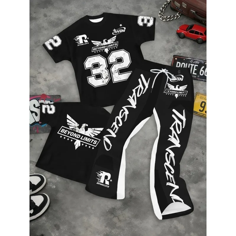 3D new personalized printed quick drying breathable adult children's short sleeved pants casual sports suit