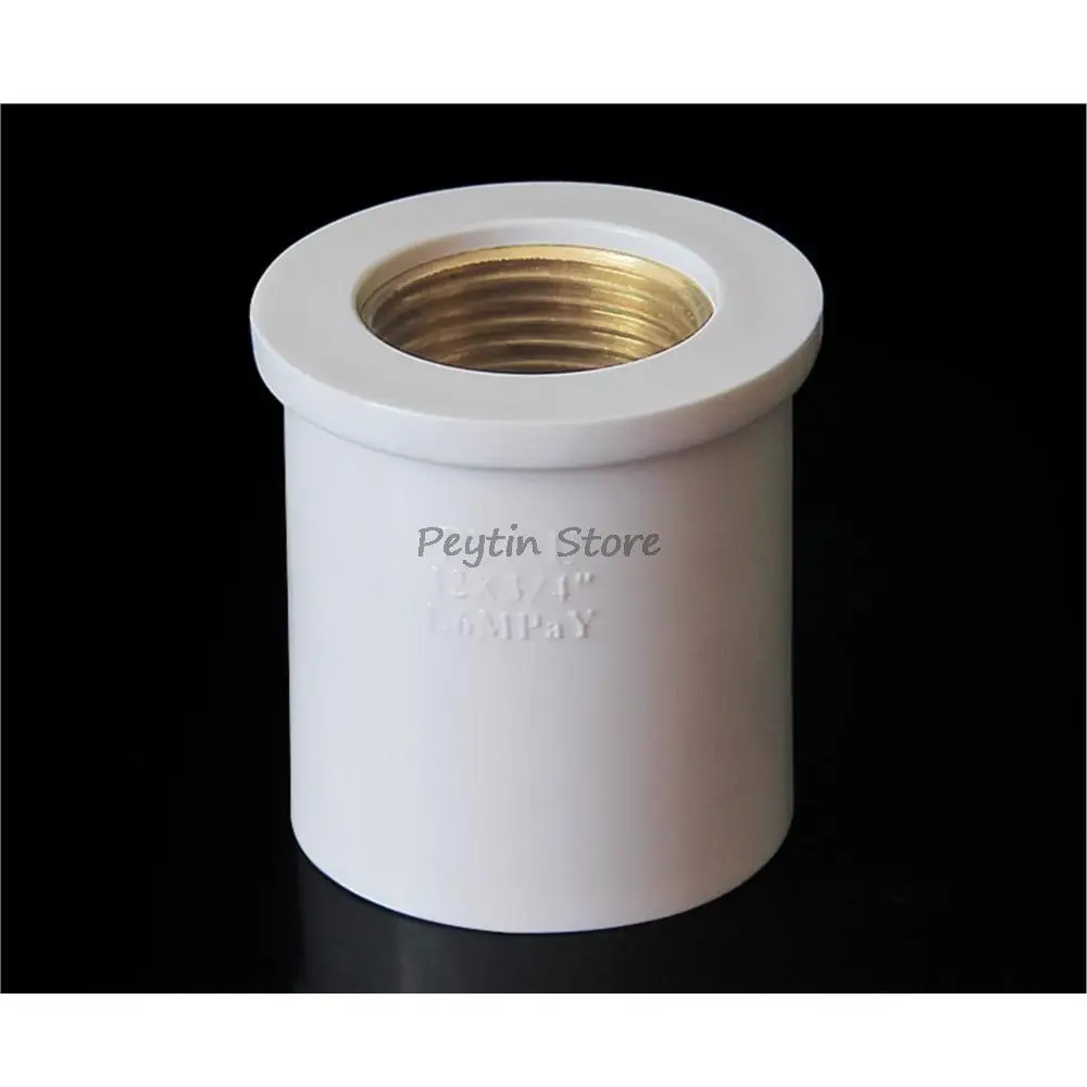 Joint de tuyau d'eau droit blanc en PVC, filetage femelle en cuivre, diamètre intérieur 20mm, 25mm, 32mm x 1/2mm, 3/4 po, 1 po, 1PC