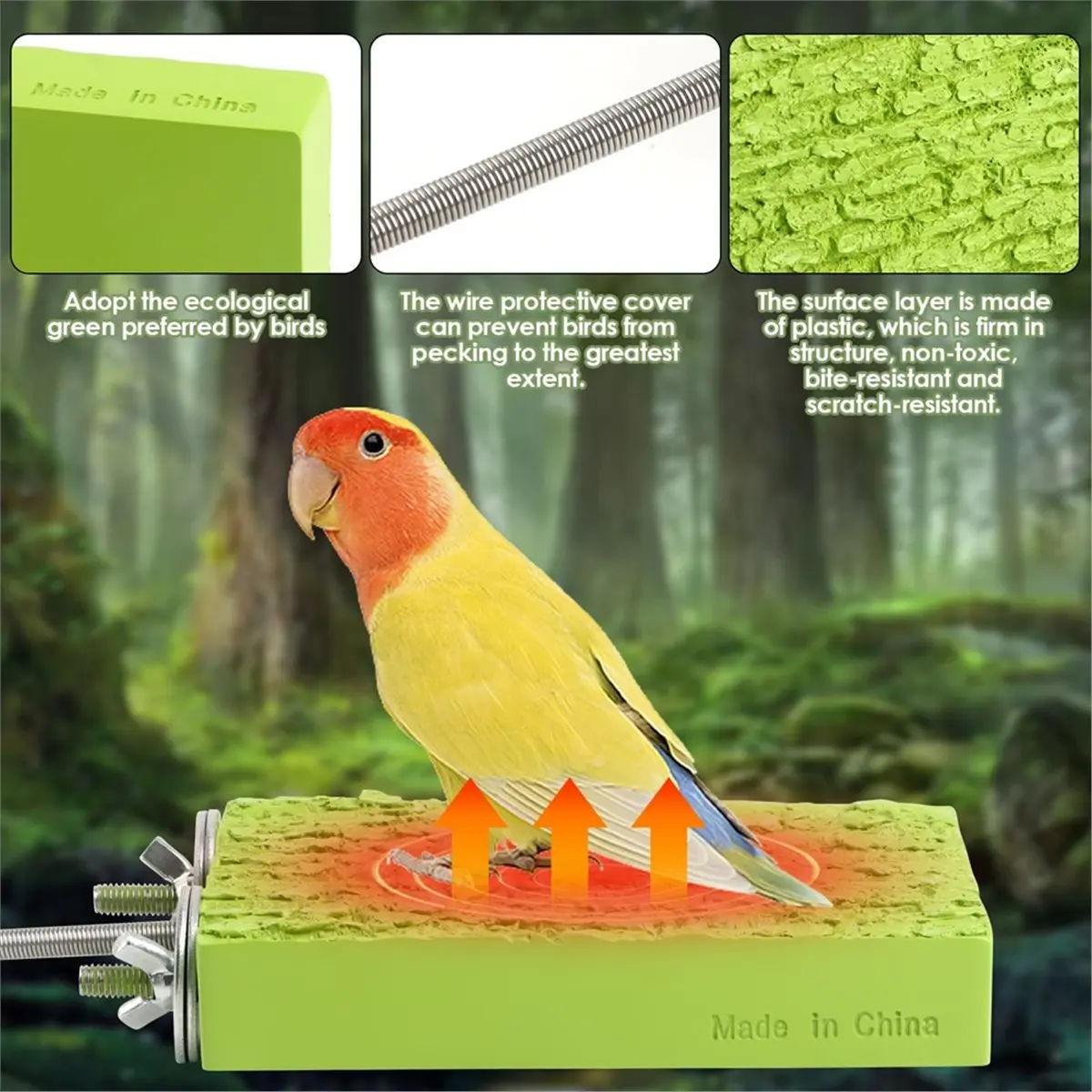 Bird Heater for Cage,Warm Bird Perch with Small Nest,12V 5W Warmer Perch Stand for Parrots,Cockatiels,Parakeets US Plug