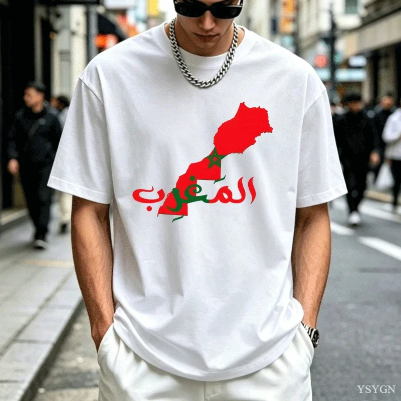 Morocco Tshirt Men Casual Printed Moroccan Flag T-shirt Short Sve Graph Tee Shirt Men's Clothing 2026 New Model Short-sleeve cre