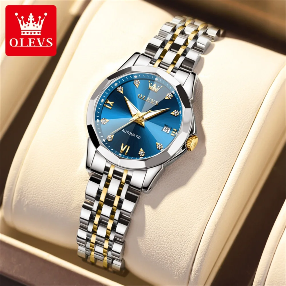 

OLEVS 9982 Brand Women's Watch Fully Automatic Mechanical Watch Sparkling Shining Calendar Week Business Simple Style Watch