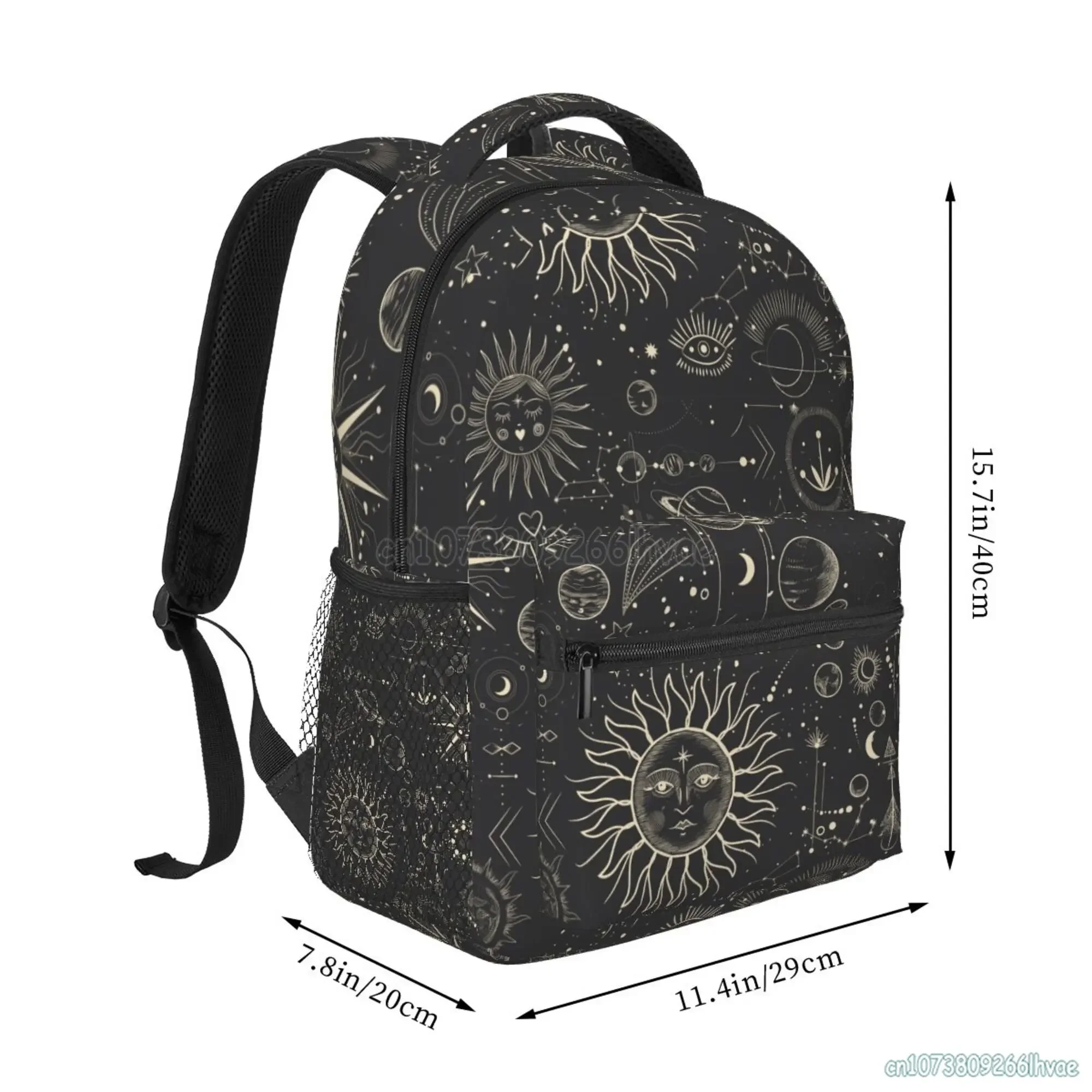 Celestial Pattern Sun and Moon Mystic Goth Witchy Backpacks Schoolbag Rucksack for Students Unisex Softback Travel Bag