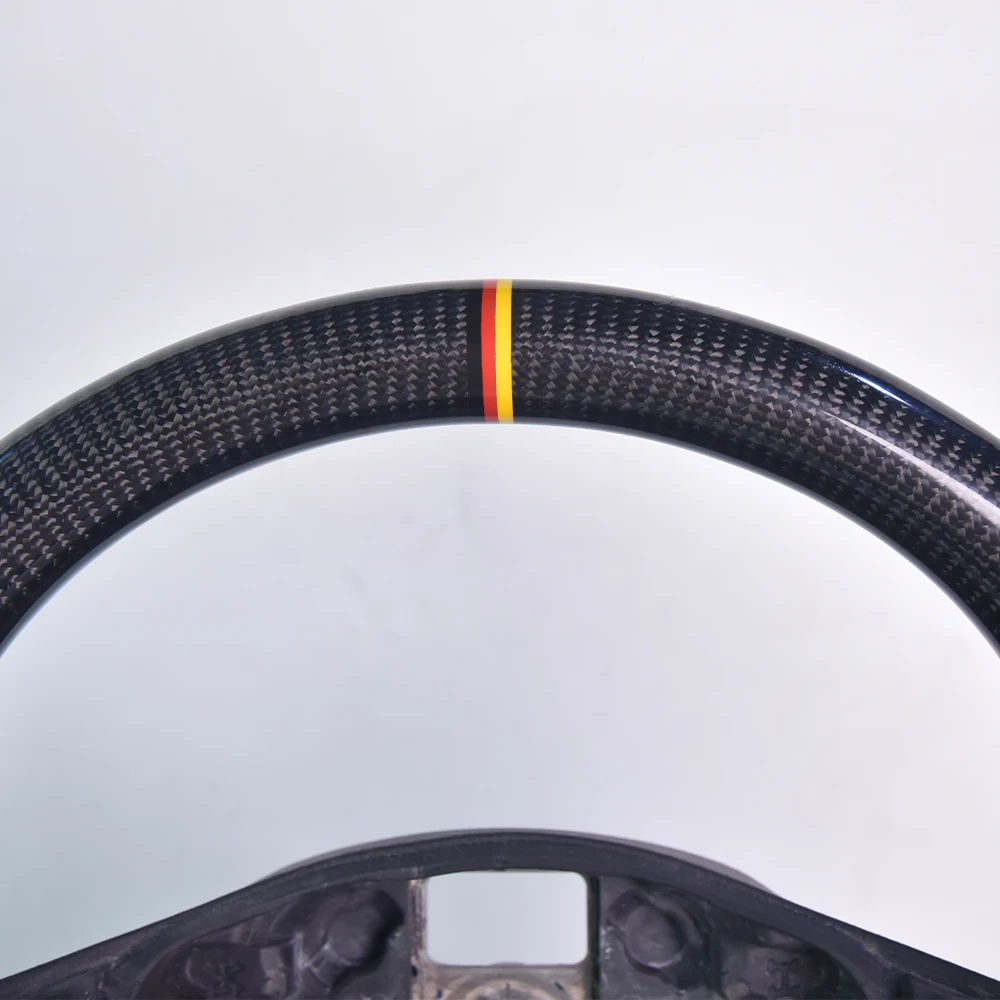 Striking Red Leather Steering And Carbon Fiber Steering Wheel For Volkswagen CC Passat, Sport Grip Edition