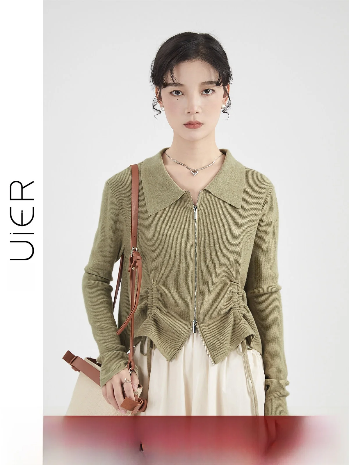 

Guer Long Sve Knitted Sweater Women's Unique aped Slim Fit Autumn Faion Casual Sle Loose Version Color Zipper