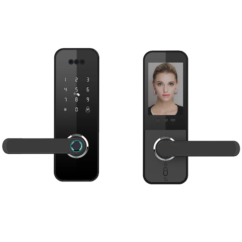 Tuya Smart Door Lock Câmera de Segurança, 3D Face, Real-Time Intercom, Impressão Digital Inteligente, Senha Biométrica, Electronic Key Unlock